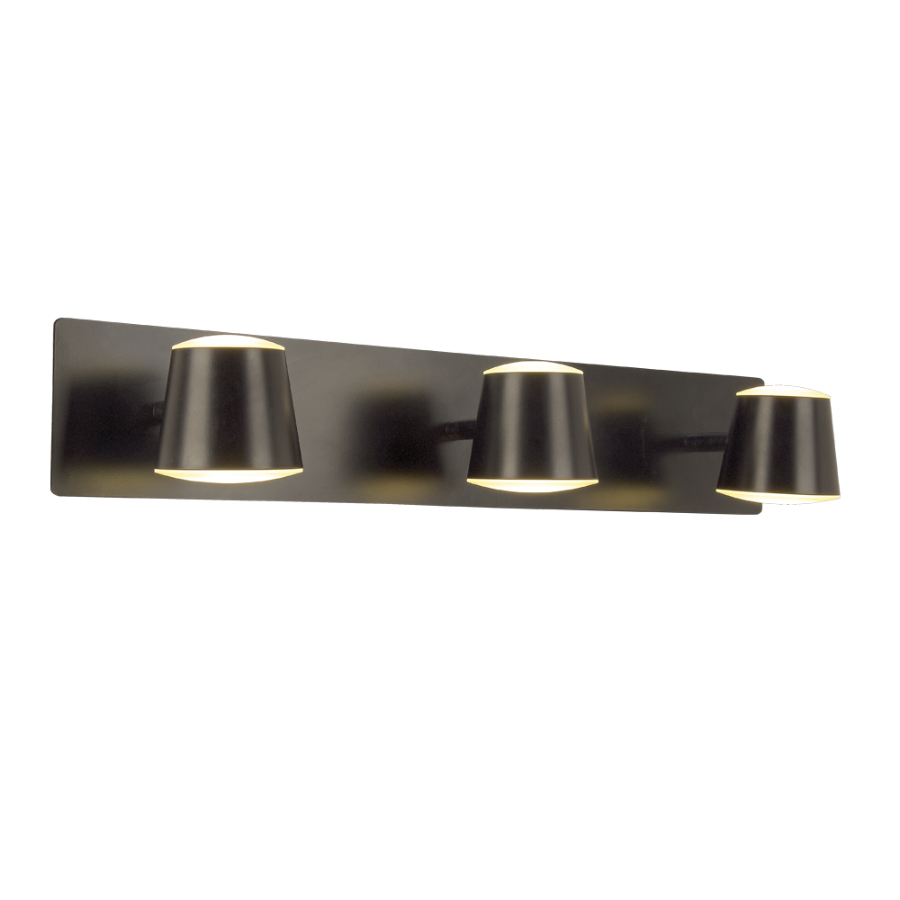 APLIQUE 3 LUCES LED NEGRO 18W